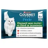 Gourmet Perle kapsičky pro kočky telecí, zvěřina, hovězí, pstruh ve šťávě 4 x 85g