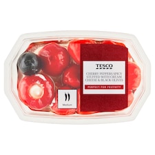 Marinované cherry papričky plněné krémovým sýrem v řepkovém oleji s černými olivami 150g