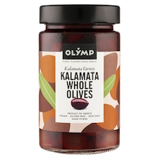 Olymp Olivy odrůdy kalamata s peckou ve slaném nálevu 320g