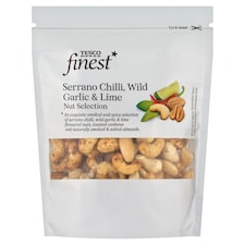 Finest Směs solených skořápkových plodů s příchutí serrano chilli, česneku a limetky 150g