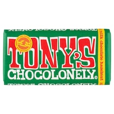 Tony's Chocolonely Mléčná čokoláda s kousky lískových ořechů 180g
