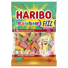Haribo Rainbow Fizz želé s ovocnou a melounovou příchutí 85g