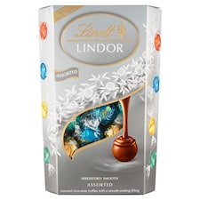 Lindt Lindor Směs mléčné a bílé čokolády s jemnou tekutou náplní 337g