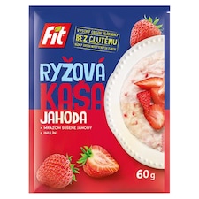 Fit Sypká směs z obilovin pro přípravu rýžové kaše s kousky jahod a s příchutí vanilky 60g