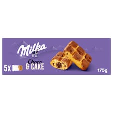 Milka Choco&Cake jemné pečivo s kousky mléčné čokolády z alpského mléka a náplní s čokoládou 175 g