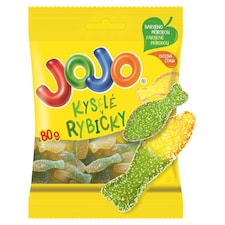 JOJO Kyselé rybičky želé bonbóny s ovocnými příchutěmi 80g