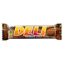 ORION DELI čokoládová příchuť, tyčinka s karamelem máčená v hořké polevě, 35g