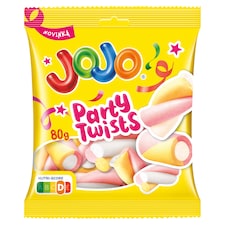 JOJO PartyTwist pěnové bonbóny s příchutí zmrzliny, broskví a borůvek 80g