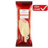 Mražený krém s jahodovou příchutí s jahodovou polevou v bílé čokoládě s křupinkami 120ml