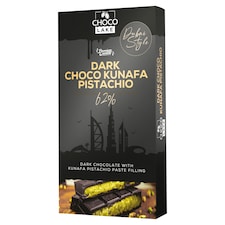 ChocoLake Tyčinka z hořké čokolády plněna pistáciovým krémem a praženými nitkami těsta kataifi 190g