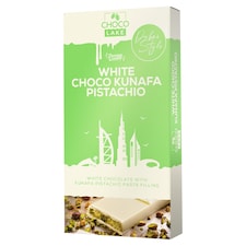 ChocoLake Tyčinka z bílé čokolády plněna pistáciovým krémem a praženými nitkami těsta kataifi 190g