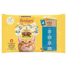 PURINA FRISKIES multipack s lososem, tuňákem, treskou, sardinkami ve šťávě 4 x 85g