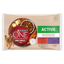 Purina ONE Mini Dog Active kapsičky pro psy hovězí, kachna ve šťávě 4 x 85g