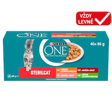 Purina ONE Sterilised kapsičky pro kočky hovězí, kuře, losos, krůta ve šťávě 40 x 85g