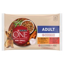 Purina ONE Mini Dog Adult kapsičky pro psy kuře, hovězí ve šťávě 4 x 85g