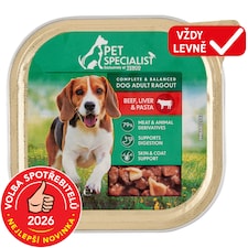 Pet Specialist Ragú s hovězím, játry a těstovinami 300g