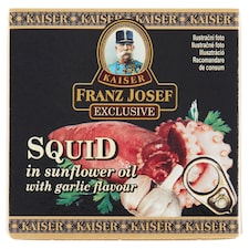 Franz Josef Kaiser Exclusive Kalamáry ve slunečnicovém oleji s česnekovou příchutí 80g