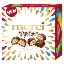 merci together kolekce pralinek z mléčné čokolády s náplní 175g