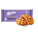 Milka Sensations Cookies sušenky s kousky mléčné čokolády a s náplní s mléčnou čokoládou 156 g