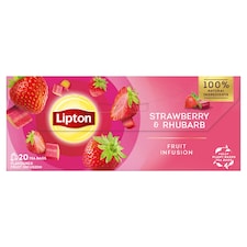 Lipton Strawberry & Rhubarb aromatizovaný ovocný nálev 20 sáčků 32g
