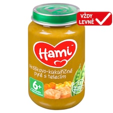 Hami příkrm Hráškovo-kukuřičné pyré s telecím od uk. 6. měsíce 200g