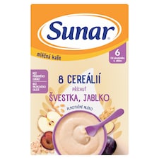 Sunar mléčná kaše s 8 cereáliemi švestka, jablko 210g