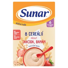 Sunar mléčná kaše s 8 cereáliemi jahoda, banán 210g