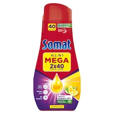 Somat All in 1 Lemon & Lime Power Gel přípravek na mytí nádobí v myčce 2 x 720ml