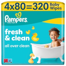 Pampers Fresh Clean Baby Dětské Čisticí Ubrousky 4 Balení 80 Ubrousků  Dětských Čisticích Ubrousků