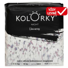 Kolorky Night Unicorns noční dětské jednorázové ekoplenky L 8-13 kg 19 ks