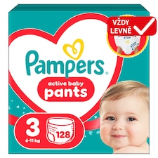 Pampers Active Baby Plenkové Kalhotky, Velikost 3, 128 Kusů, 6kg-11kg