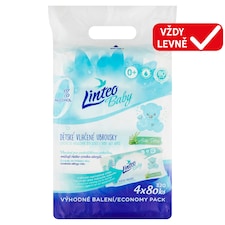 Linteo Baby Dětské vlhčené ubrousky aloe vera 4 x 80 ks