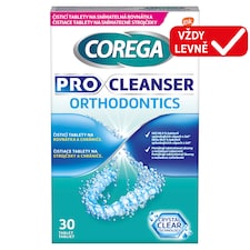 Corega Pro Cleanser Orthodontics čístící tablety na rovnátka a chrániče, 30 ks