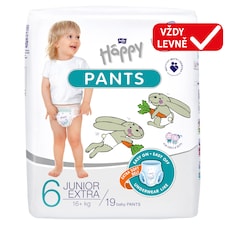 Bella Baby Happy Dětské plenkové kalhotky 6 junior extra 16+ kg 19 ks