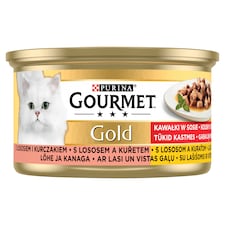 GOURMET Gold kousky ve šťávě s lososem a kuřetem 85g