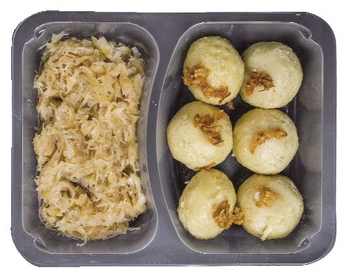 Bramborové knedlíky plněné uzeným masem, se zelím 500g