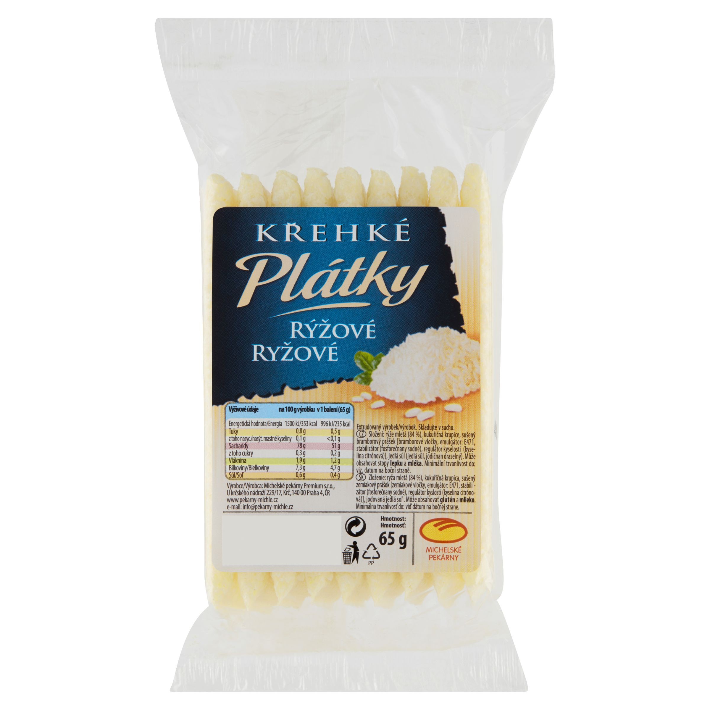 Michelské Pekárny Křehké plátky rýžové 65 g