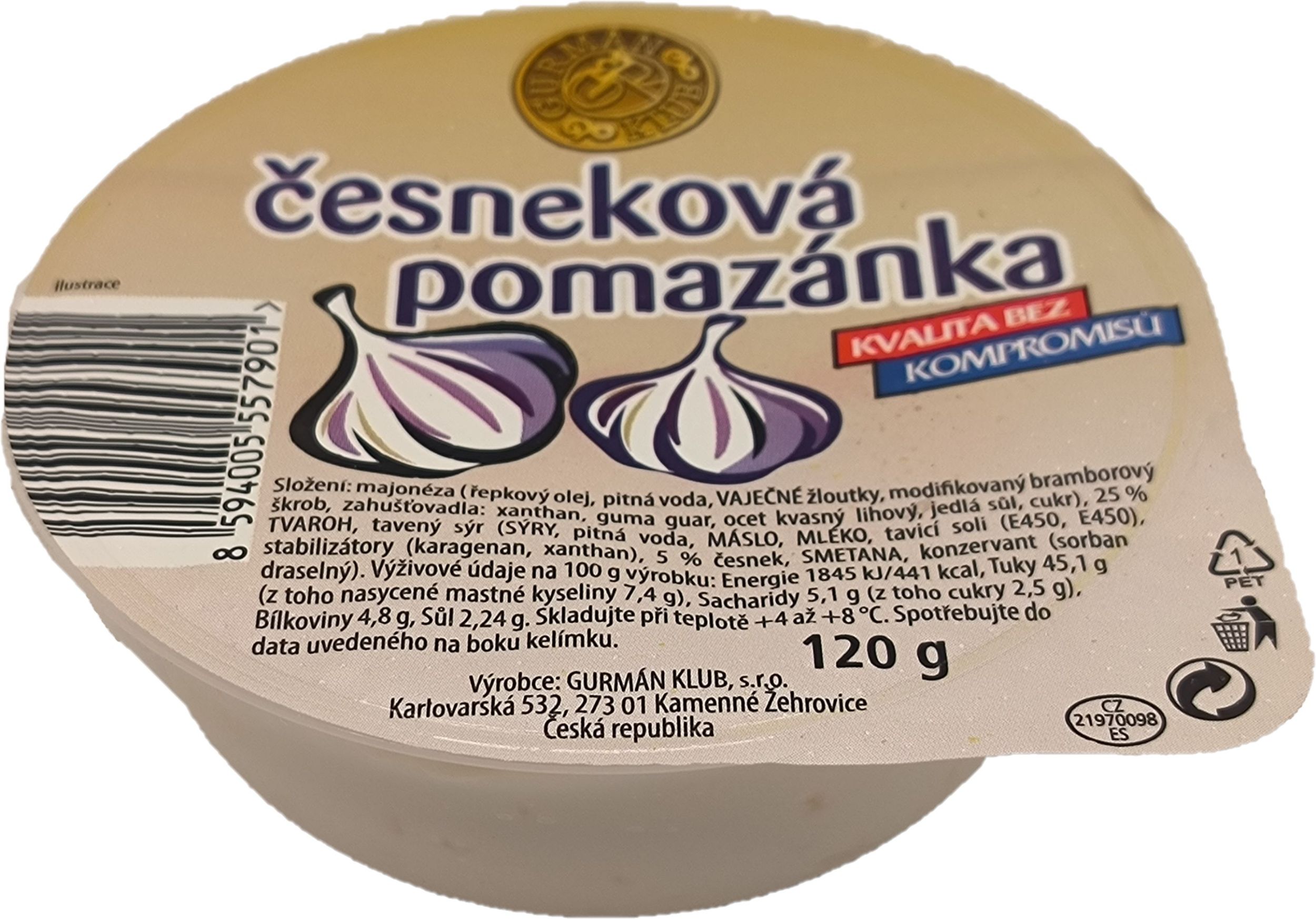 Gurmán klub Česneková pomazánka 120g