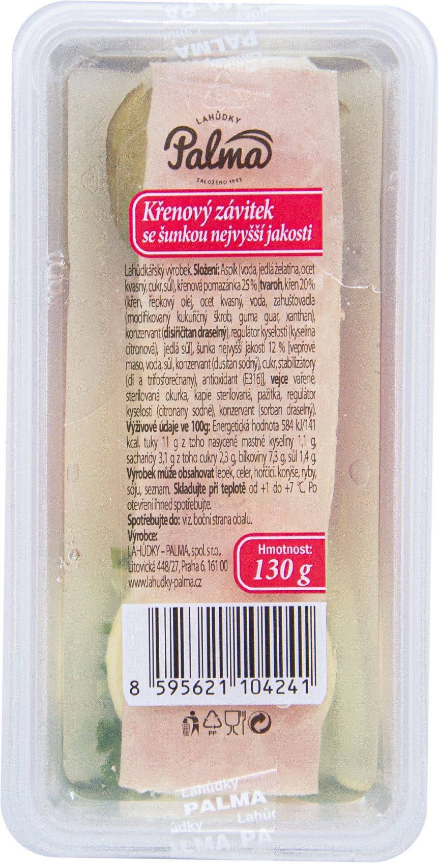 Lahůdky Palma Křenový závitek se šunkou nejvyšší jakosti 130g