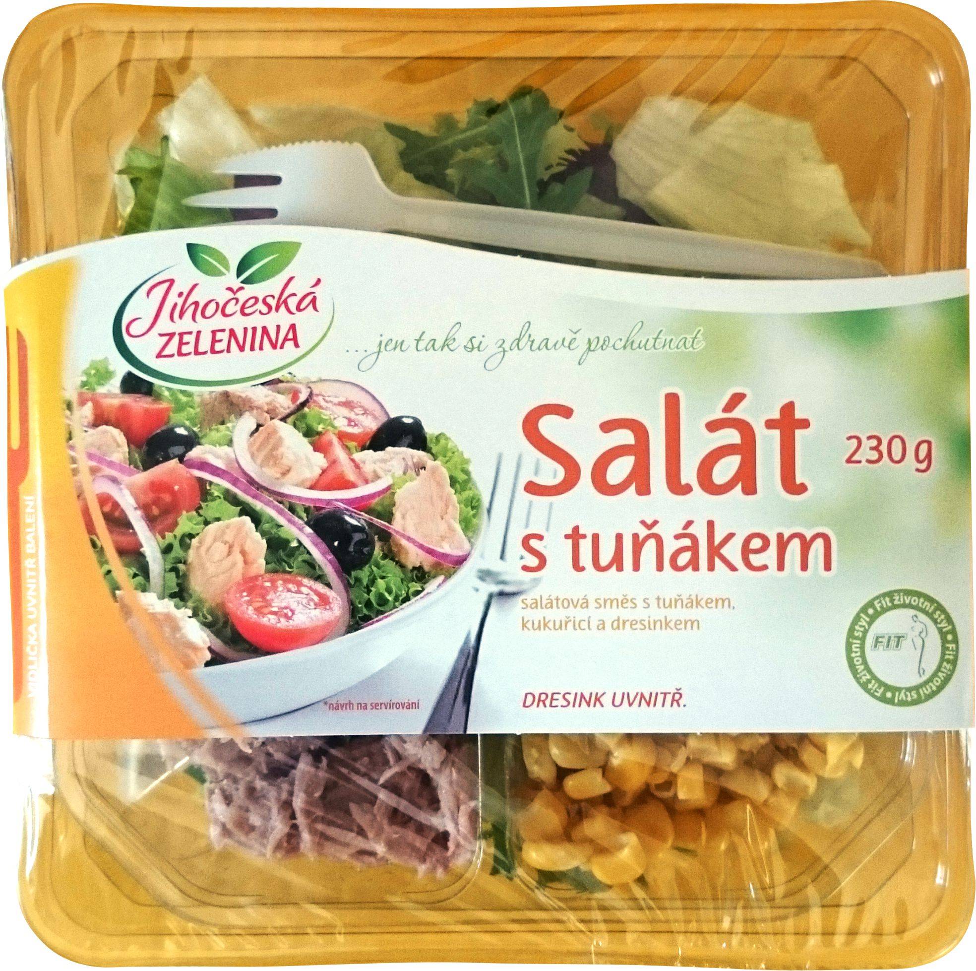 Jihočeská zelenina Salát s tuňákem, kukuřicí a dresinkem 230 g