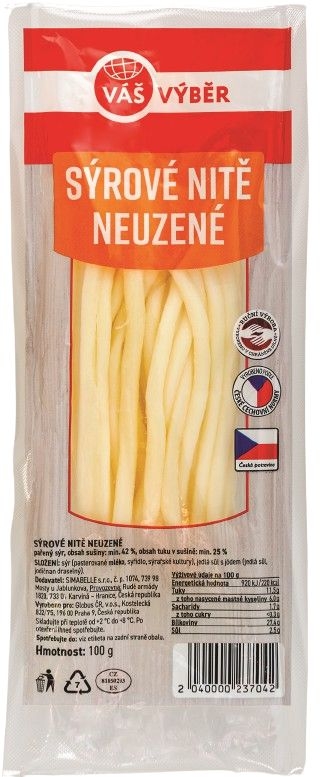 Váš výběr sýrové nitě neuzené 100 g