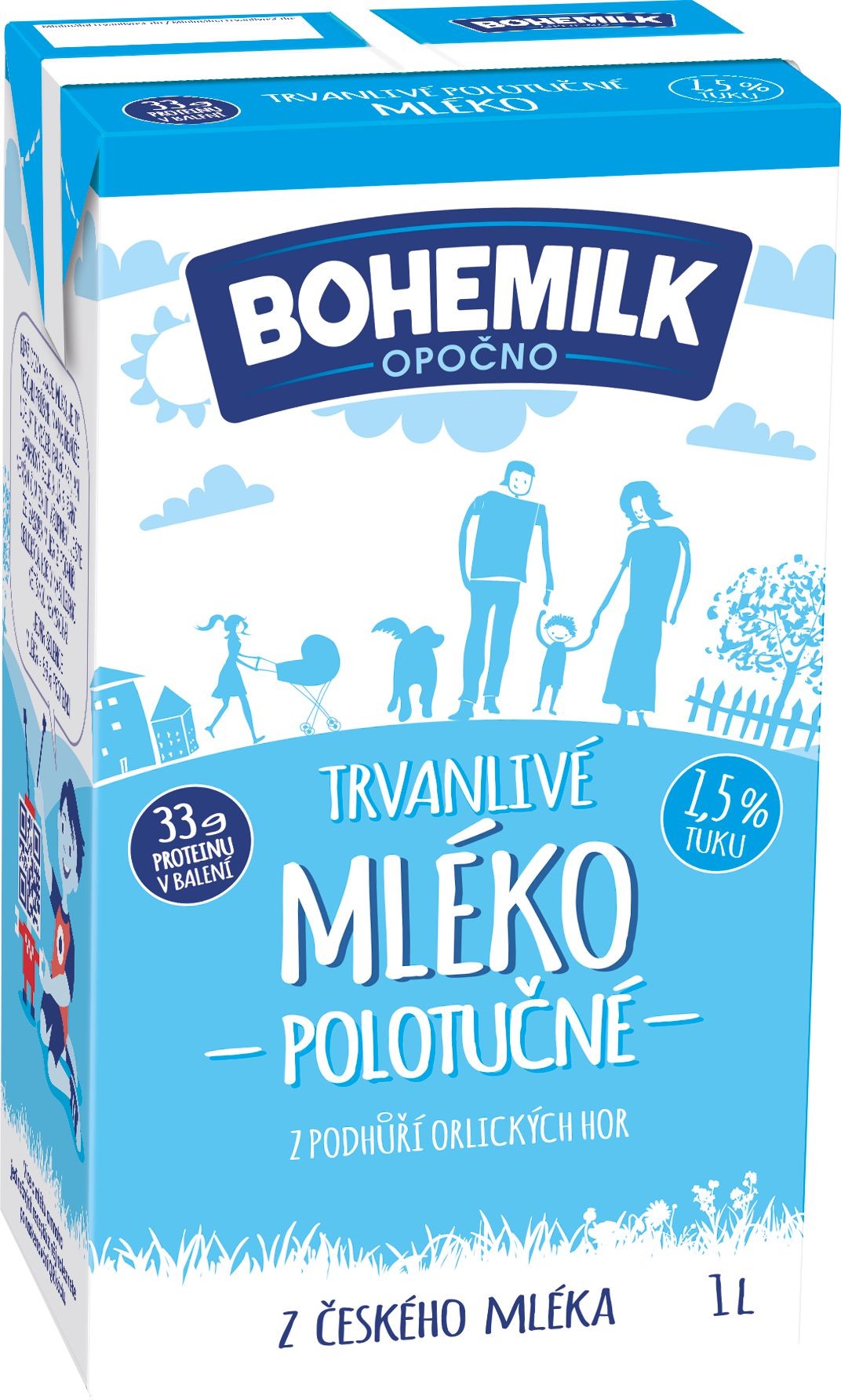 Bohemilk mléko trvanlivé polotučné 1,5% 1l
