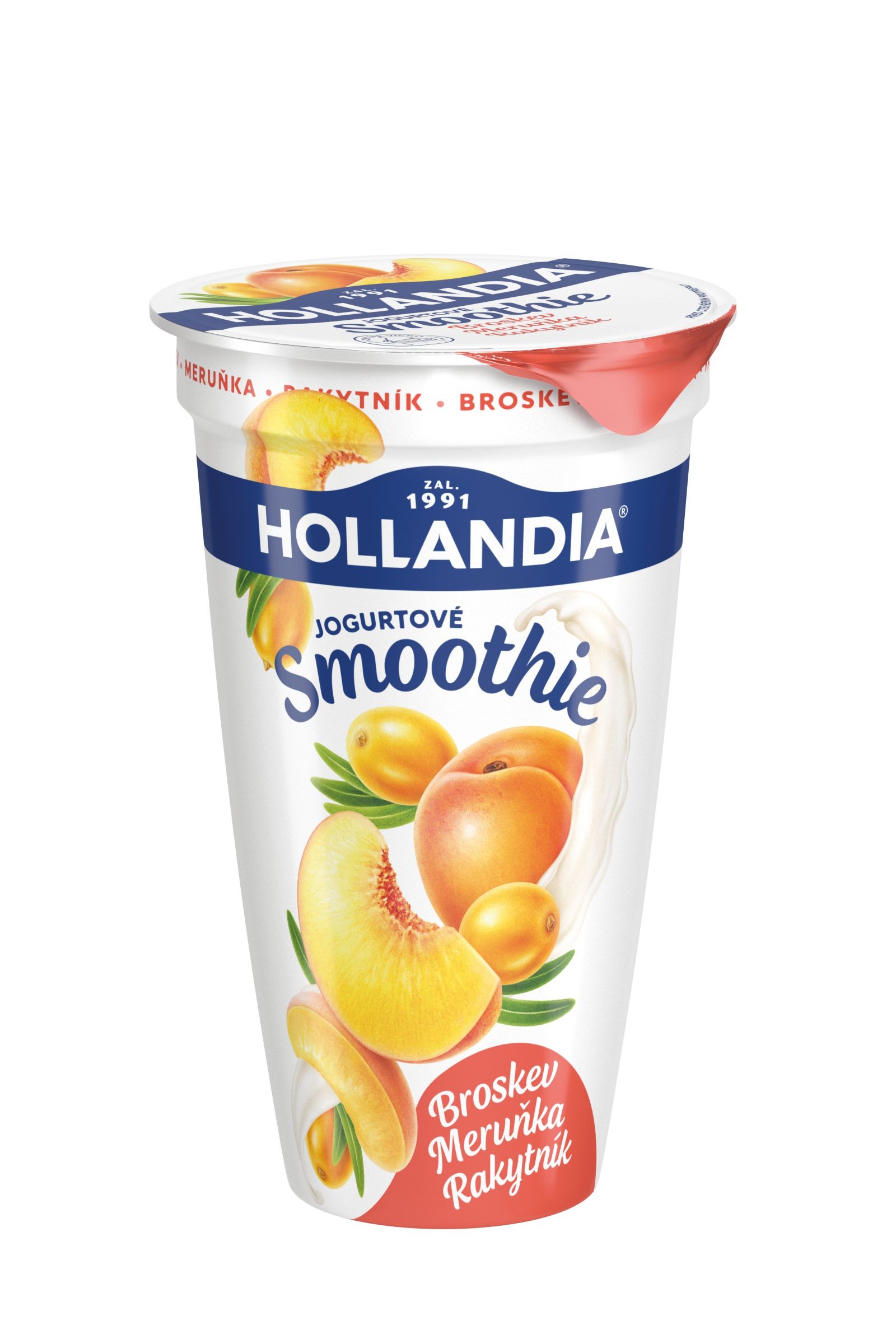 Hollandia Jogurtové smoothie broskev, meruňka, rakytník 230g