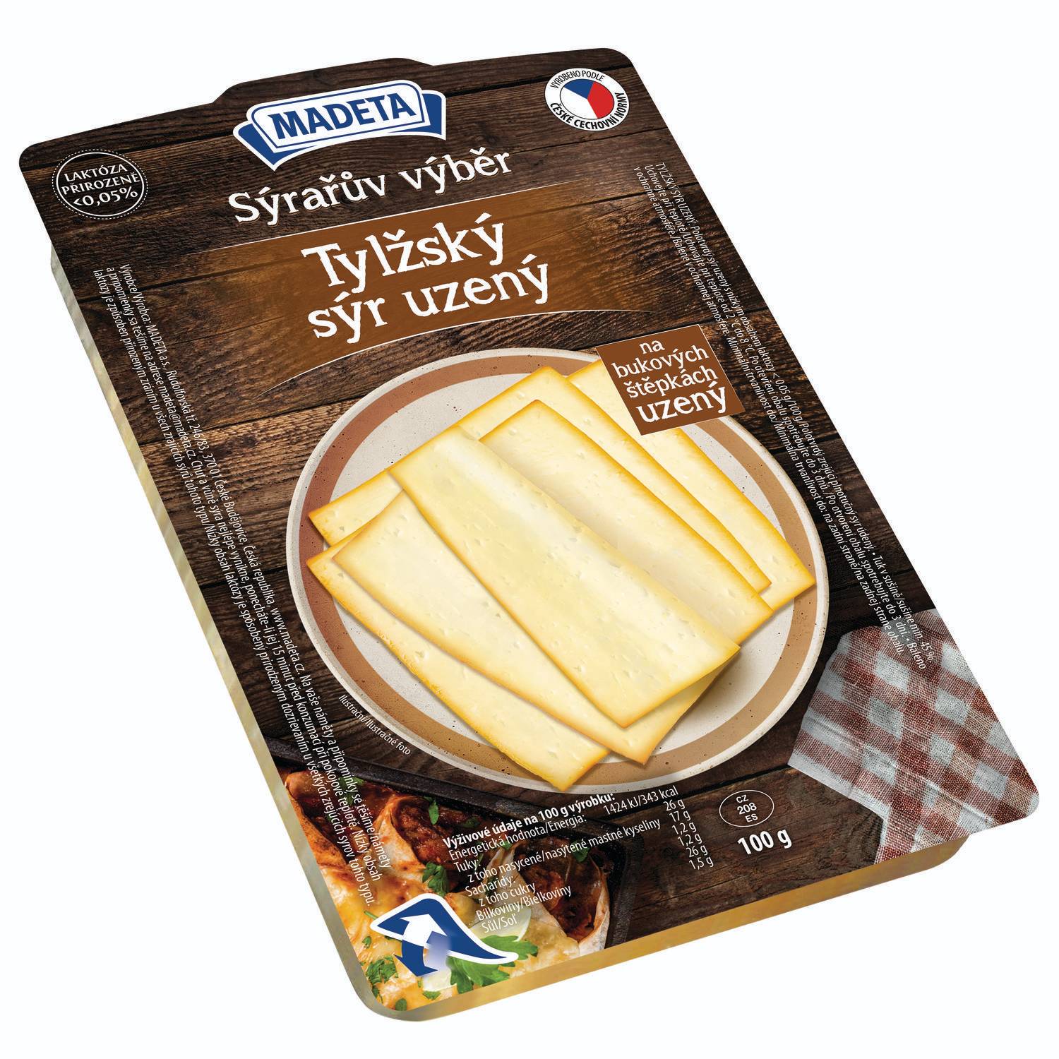 Madeta Tylžský sýr uzený 45% plátky 100 g