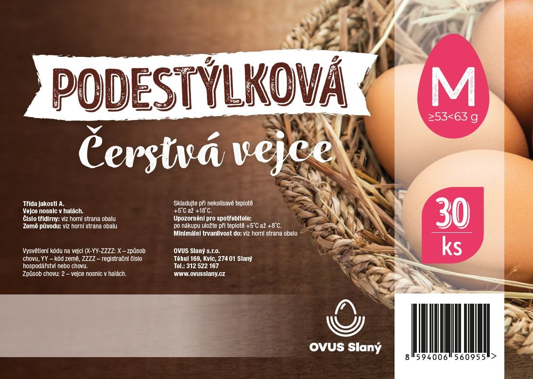 Čerstvá podestýlková vejce M 30 ks