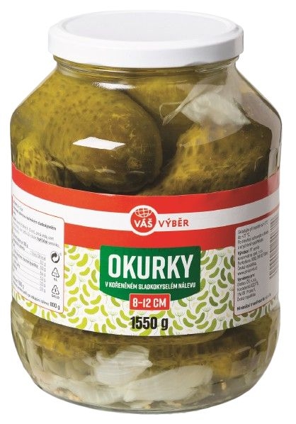 Váš Výběr Okurky ve sladkokyselém nálevu 8-12cm 1550 g