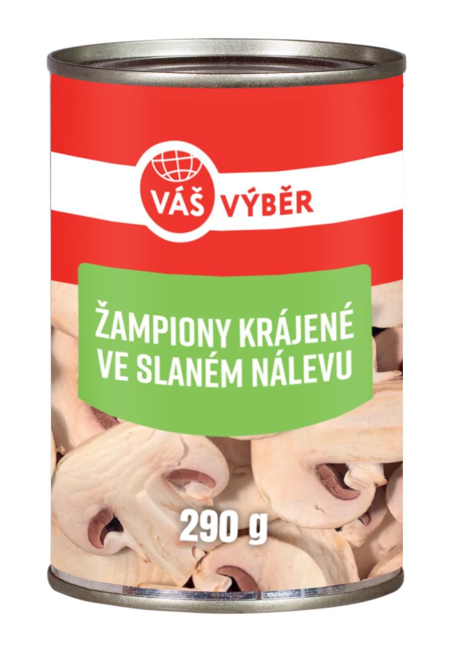 Váš Výběr Žampiony krájené ve slaném nálevu 290g