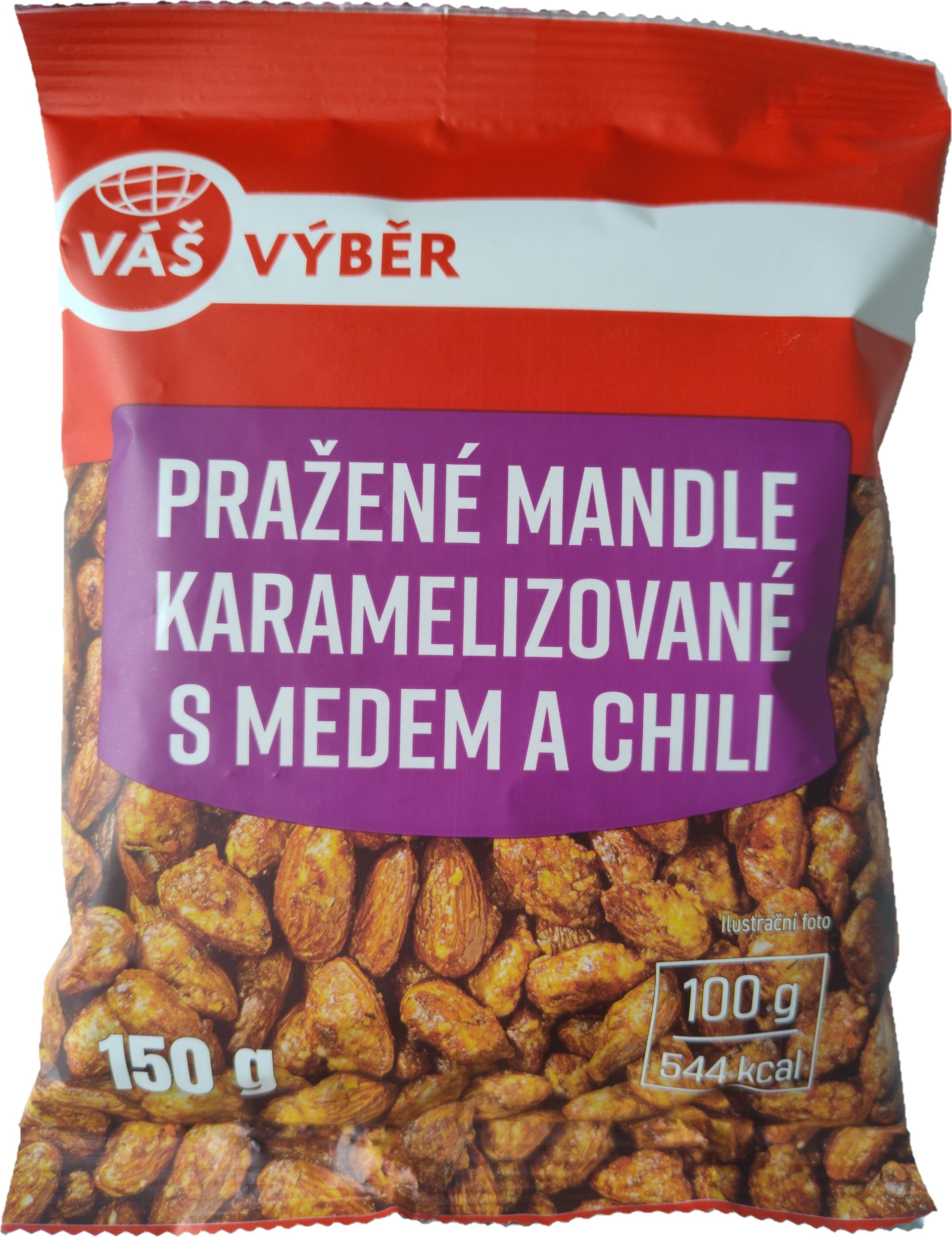 Váš Výběr Pražené mandle karamelizované  s medem a chili 150g