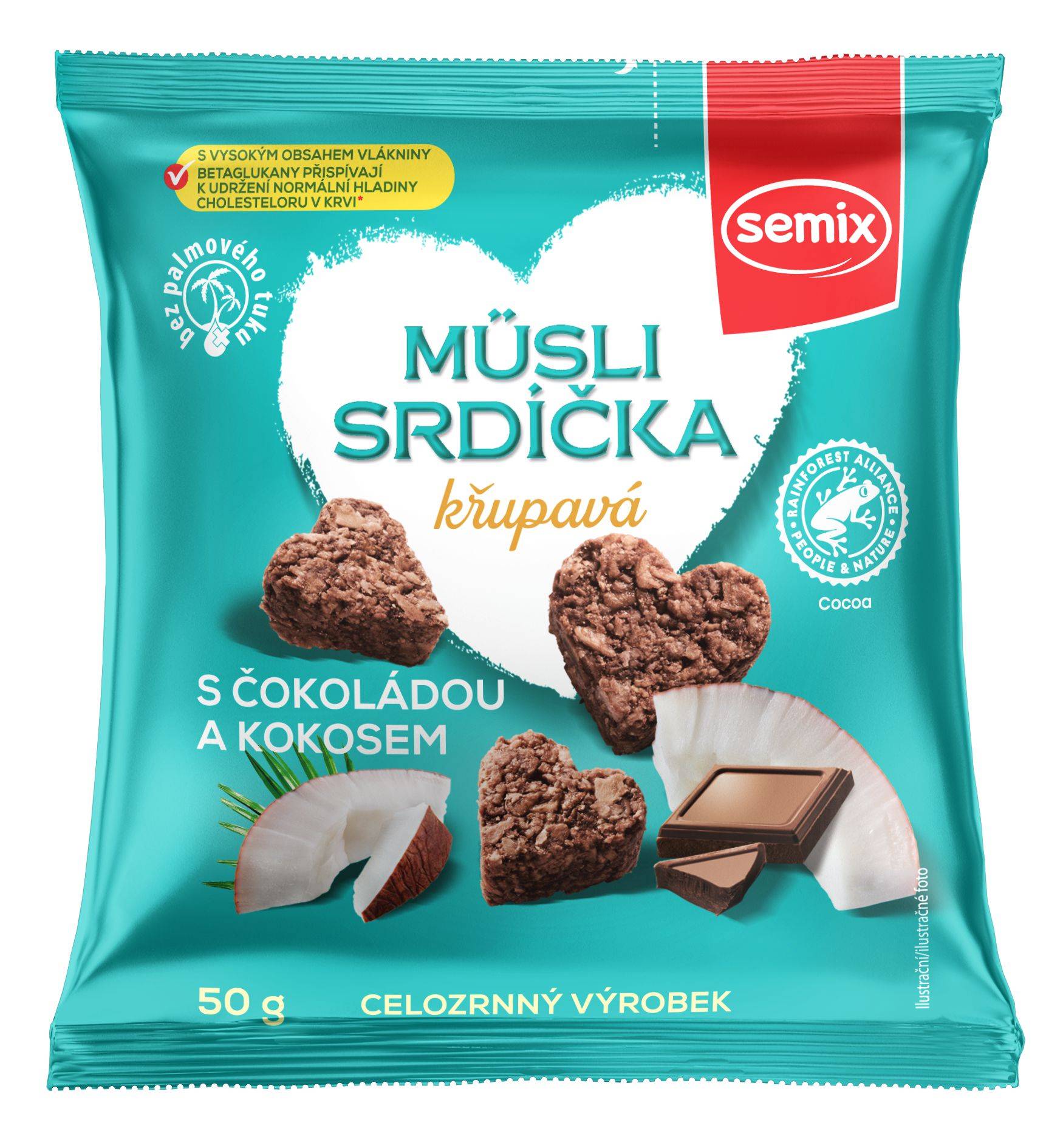 SeMix Musli srdíčka křupavá s čokoládou a kokosem 50 g