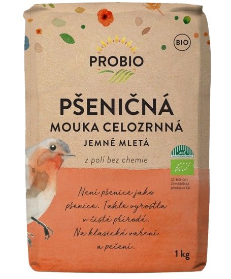 Probio Mouka pšeničná BIO celozrnná jemně mletá 1 kg